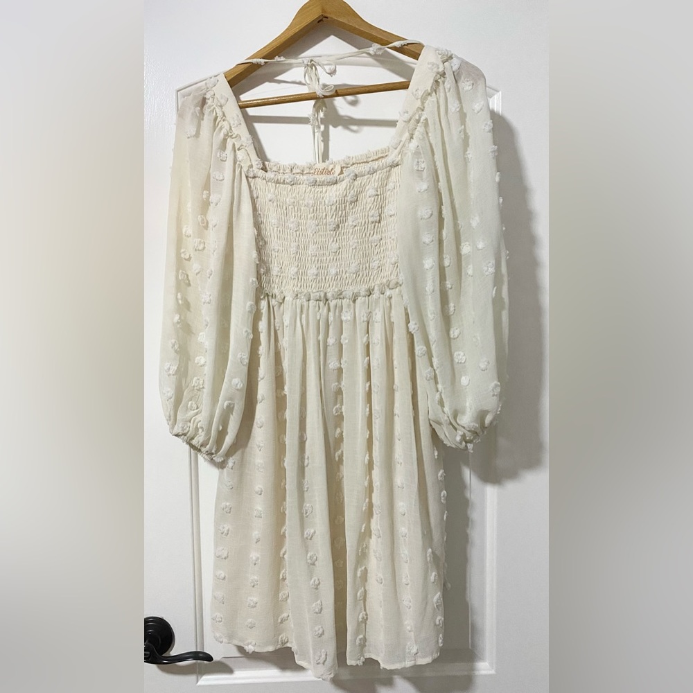 VICI Babydoll white long sleeve dress, size small